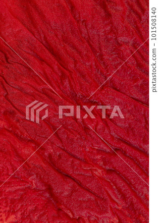 Wet red napkin on the table, close-up Wet red napkin on the table, close-up 101508140