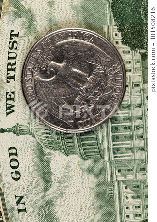 old American quarter dollar coins, close-up old American quarter dollar coins, close-up 101508216