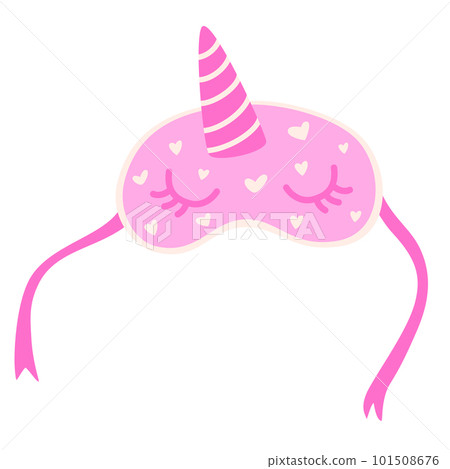Sleep mask. Night Mask for dreaming with the face of a unicorn. Nightwear elements for resting and relaxation. Symbol of pajama party. Cartoon Vector illustration Sleep mask. Night Mask for dreaming with the face of a unicorn. Nightwear elements for resting and relaxation. Symbol of pajama party. Cartoon Vector illustration 101508676