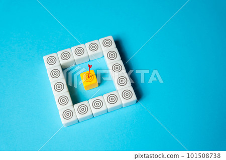 Complete the main task without being distracted from secondary and side ones. Hit directly. Get the job done. Arrow and target. Focus on one task. Most important part. Don't waste time 101508738