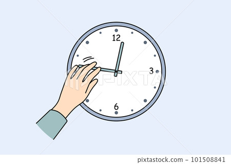 Person changing time on clock Person changing time on clock 101508841