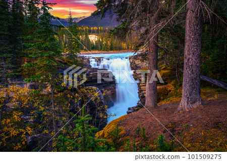Sunset above Athabasca Falls in Jasper National Park, Canada Sunset above Athabasca Falls in Jasper National Park, Canada 101509275