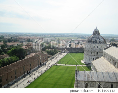 View of the city from the Leaning Tower of Pisa in Italy View of the city from the Leaning Tower of Pisa in Italy 101509348