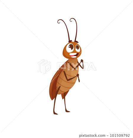 Cartoon cockroach character with big wet eye begging gesture. Isolated vector funny insect game or book kawaii personage Cartoon cockroach character with big wet eye begging gesture. Isolated vector funny insect game or book kawaii personage 101509792