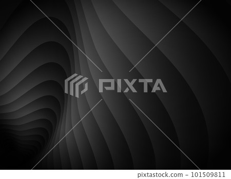 Abstract unusual horizontal illustration of black and grey volumetric gradient curved stripes that overlap each other like steps. Design seamless monochrome illusion pattern Abstract unusual horizontal illustration of black and grey volumetric gradient curved stripes that overlap each other like steps. Design seamless monochrome illusion pattern 101509811