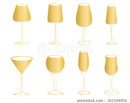Set of golden wine glasses vector illustration 101509958