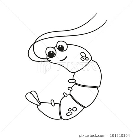 Vector cute cartoon shrimp in flat style. Illustration of sea animal character Vector cute cartoon shrimp in flat style. Illustration of sea animal character 101510304
