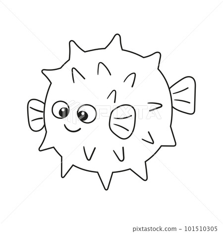 Vector cute cartoon blow fish in flat style. Illustration of sea animal character Vector cute cartoon blow fish in flat style. Illustration of sea animal character 101510305