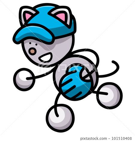 Illustration of Nyanmaru playing baseball while wearing gloves (horizontal version) cat 101510408