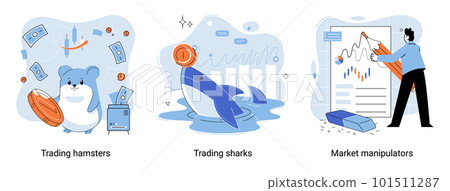 Whale emerges from water and holds gold coins on its nose. Inexperienced investor, bad investment 101511287