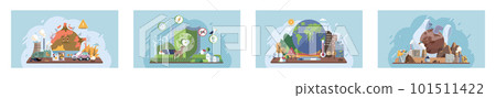 Global warming set. Greenhouse effect of CO2. Eco activist. Ecological catastrophy Global warming set. Greenhouse effect of CO2. Eco activist. Ecological catastrophy 101511422