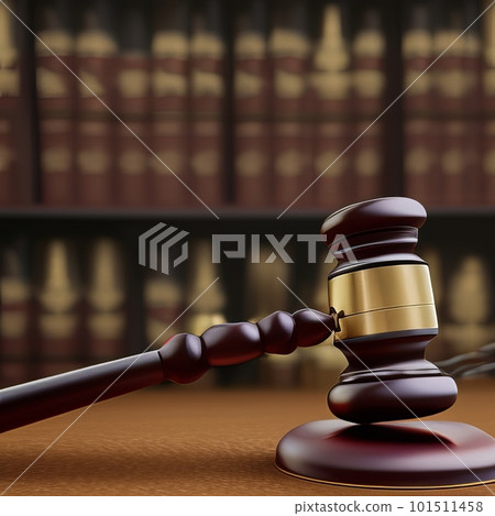 Single wooden judge gavel. AI generated 101511458