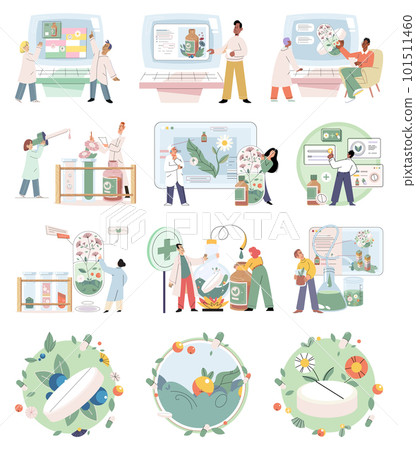 Alternative organic herbal drug and chemical medicine. Homeopathy healthcare 101511460