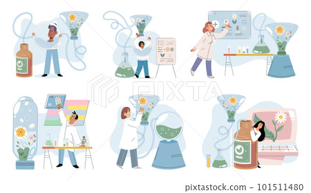 Herbal oils natural medicines. Scientist or doctor making alternative medicine herb 101511480