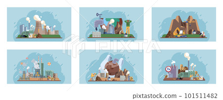 World Environment Day. Planet Earth in smoke, plastic, garbage. Global warming. Greenhouse effect of CO2 101511482