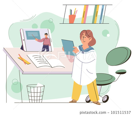 Teacher conduct lessons online for school pupils or university students. Video course, web seminar Teacher conduct lessons online for school pupils or university students. Video course, web seminar 101511537