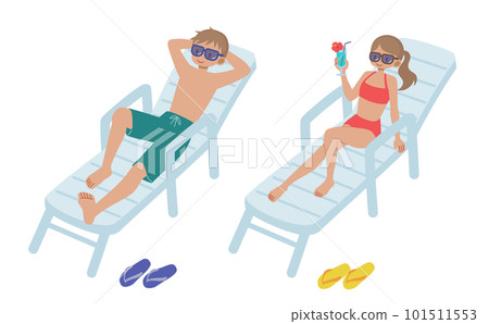 Men and women relaxing at the resort 101511553