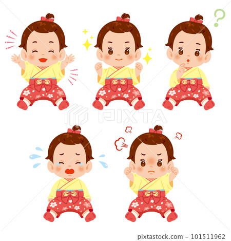 Baby girl in hakama expression set 101511962