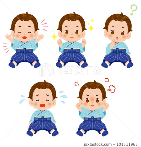 Baby boy in hakama facial expression set 101511963