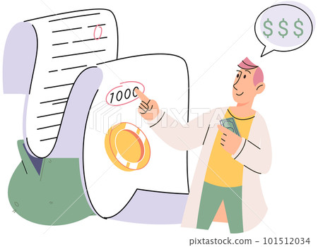 Budget plan concept. Evaluates his income and expenses, analyzes investments and savings 101512034