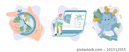 International investment company, money fly around world. Global economy financial system concept 101512055