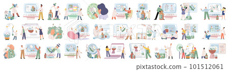 Natural herbal medication researches in laboratory make drugs of medical plants and ingredients 101512061