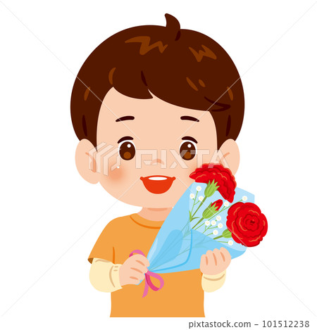 Boy with a bouquet of red carnations Boy with a bouquet of red carnations 101512238