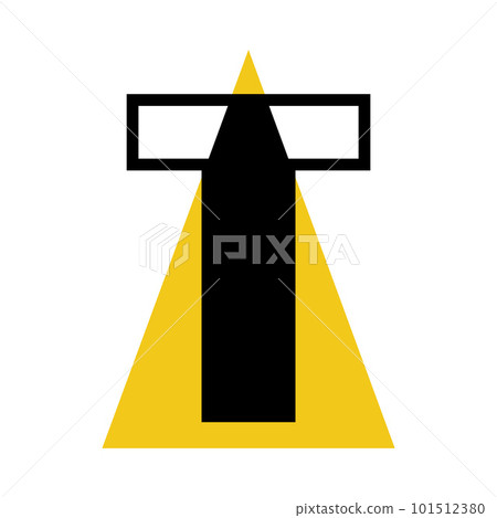 Alphabet Letter T with Yellow Triangle Shape as Geometric Font Vector Illustration 101512380