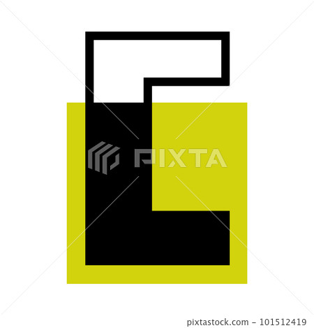 Alphabet Letter C with Yellow Square Shape as Geometric Font Vector Illustration 101512419