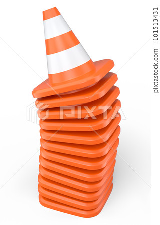 Set of traffic cones for under construction road work on white background. 101513431