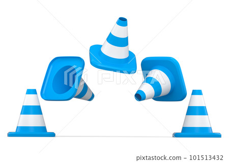 Set of traffic cones for under construction road work on white background. 101513432