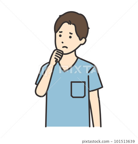 一名護士擔心將拳頭放在下巴上的插圖 一名護士擔心將拳頭放在下巴上的插圖 101513639