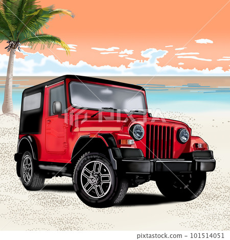 Red car 4WD illustration 101514051