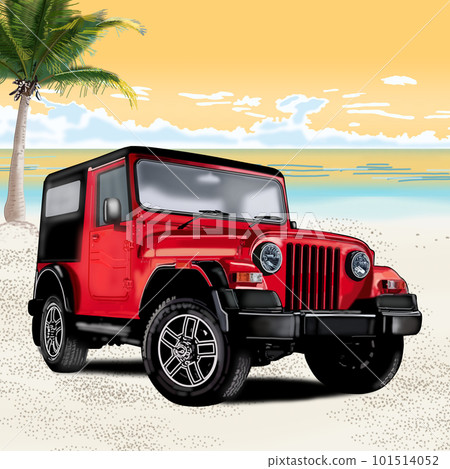 紅色汽車 4WD 插圖 101514052