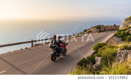 Motorbikes on the road on the seashore. Motorbikes on the road on the seashore. 101514962