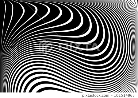 Abstract Black and White Wavy Lines Pattern with 3D Illusion and Twisting Movement Effect. Vector Art. Abstract Black and White Wavy Lines Pattern with 3D Illusion and Twisting Movement Effect. Vector Art. 101514963