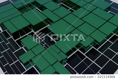 Abstract black and green glass blocks futuristic background, 3d rendering illustration Abstract black and green glass blocks futuristic background, 3d rendering illustration 101514966