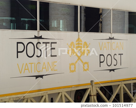Rome, Italy - May 19, 2022: Signage of the Poste Vaticane, organisation responsible for postal service in Vatican City. The organization is part of the Post and Telegraphy Service 101514977