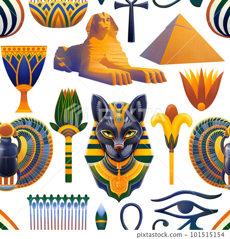 Seamless pattern of a symbols of the ancient Egypt Seamless pattern of a symbols of the ancient Egypt 101515154