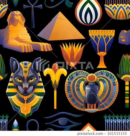 Seamless pattern of a symbols of the ancient Egypt 101515155