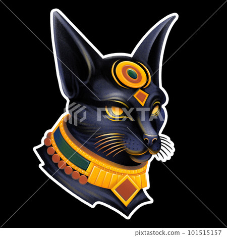 Egyptian goddess Bastet in the form of a black cat in the style of digital airbrushing Egyptian goddess Bastet in the form of a black cat in the style of digital airbrushing 101515157