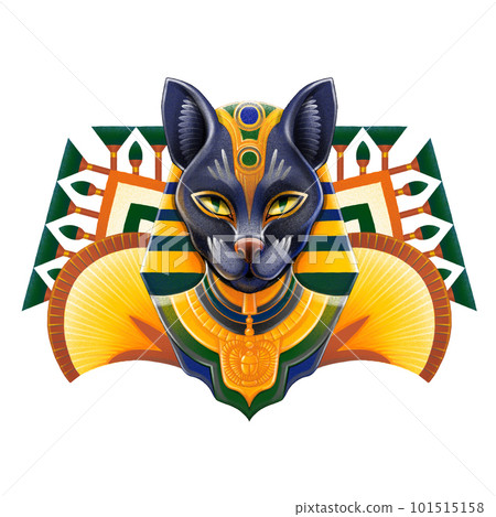 Bastet goddes. Cat wearing pharaoh's headdress in the style of digital airbrushing Bastet goddes. Cat wearing pharaoh's headdress in the style of digital airbrushing 101515158