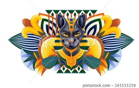 Bastet goddes. Cat wearing pharaoh's headdress in the style of digital airbrushing Bastet goddes. Cat wearing pharaoh's headdress in the style of digital airbrushing 101515159