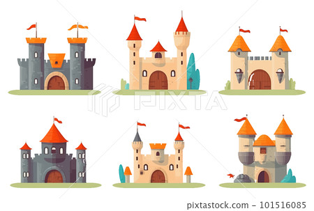 set vector illustration of ancient castle and strong wooden door isolate on white background set vector illustration of ancient castle and strong wooden door isolate on white background 101516085