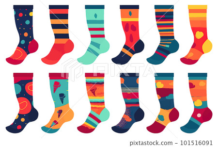 set vector illustration of colorful bright child color socks isolate on white 101516091