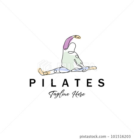 Pilates sitting pose logo icon symbol a calming yoga exercise that moves the whole body 101516203