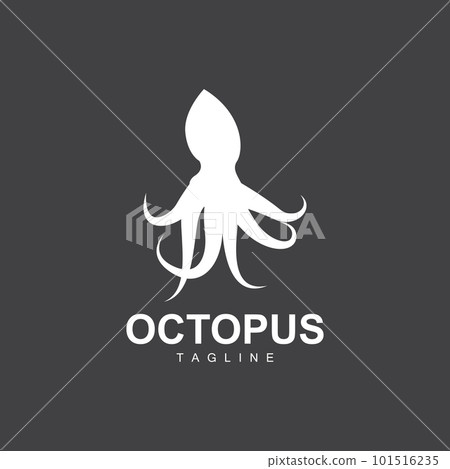 Octopus Logo, Simple Line Design, Sea Animal Vector Japanese Seafood Ingredient, Icon Symbol Illustration 101516235