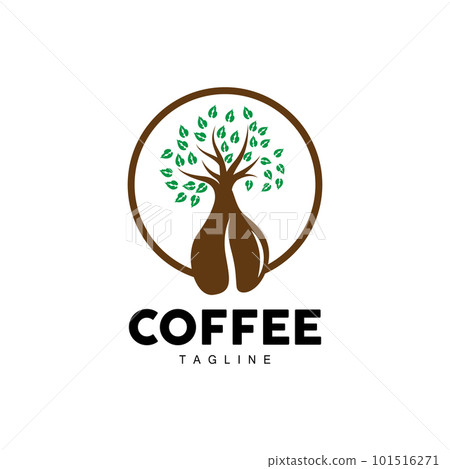 Coffee Logo, Coffee Tree Design, Cafe Drink Vector, Icon Brand Illustration Symbol 101516271