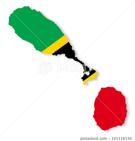 St Kitts and Nevis flag map with clipping path 3d illustration St Kitts and Nevis flag map with clipping path 3d illustration 101516330