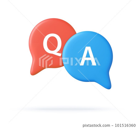 3d Speech bubble with q and a letters, 101516360
